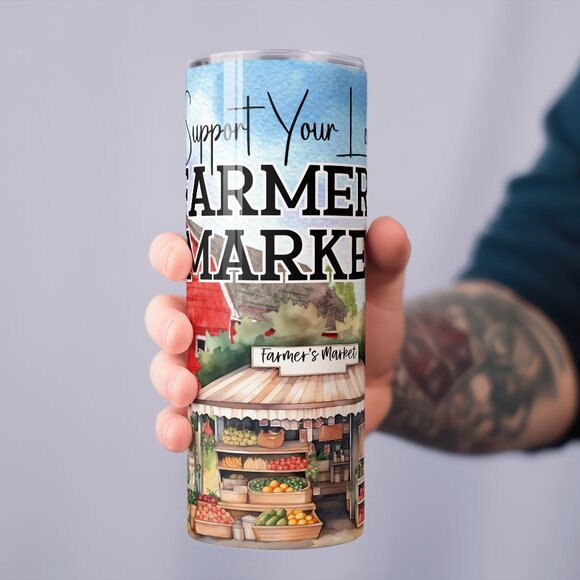 Support Your Local Farmers Market travel coffee mug, tumbler with straw and more - Picture 3 of 4